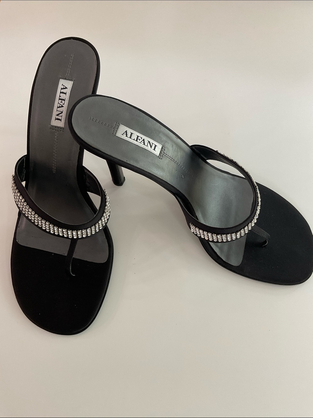 Alfani Black Crystal-Embellished Thong Heels